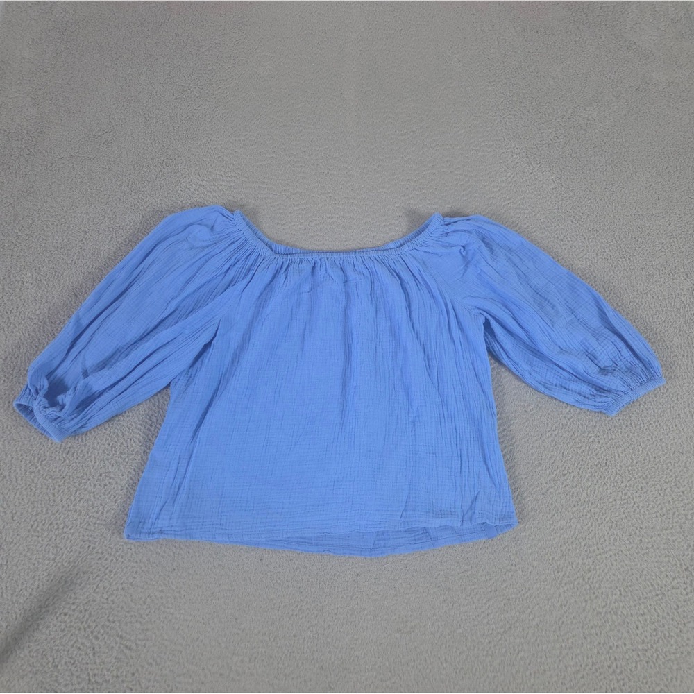 Tommy Bahama Top Womens XL Blue Coral Isle Off-the-Shoulder Cotton Gauze Peasant